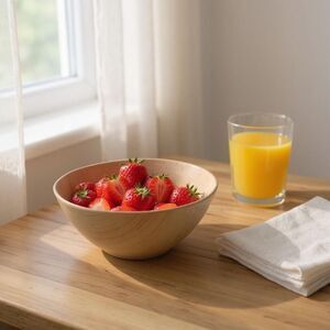Crate & Barrel Taupe Faux Bois Melamine Bowl Set of 2 Wood-Grain 6”